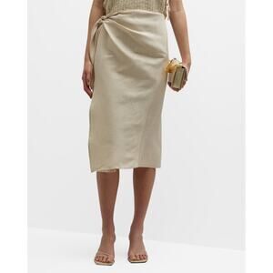 Rails Cressida Side-Tie Linen Blend Midi Skirt Sz XS